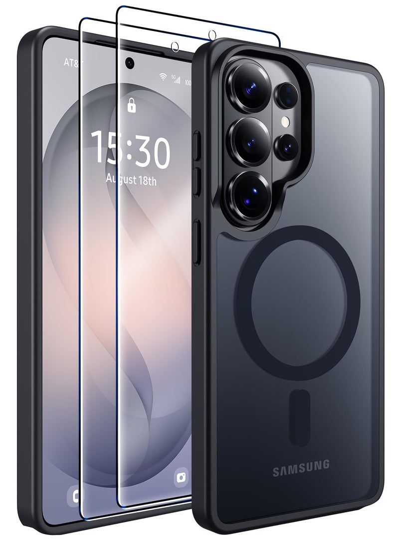 MOZOTER for Samsung Galaxy S26 Ultra Case with Magnetic,[Compatible with MagSafe][12Ft Military Dropproof][2*Screen Protector] Translucent Anti-Slip Back Slim Shockproof Case for S26 Ultra-Black - Image 1
