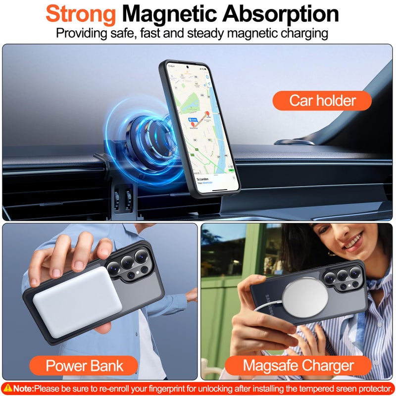 MOZOTER for Samsung Galaxy S26 Ultra Case with Magnetic,[Compatible with MagSafe][12Ft Military Dropproof][2*Screen Protector] Translucent Anti-Slip Back Slim Shockproof Case for S26 Ultra-Black - Image 5