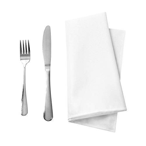 Ascoza 25pcs Polyester Cloth Napkins - 17 x 17 inch White Dinner Washable Napkins with Hemmed Edges for Restaurant/Wedding/Hotel(25,White) - Image 5