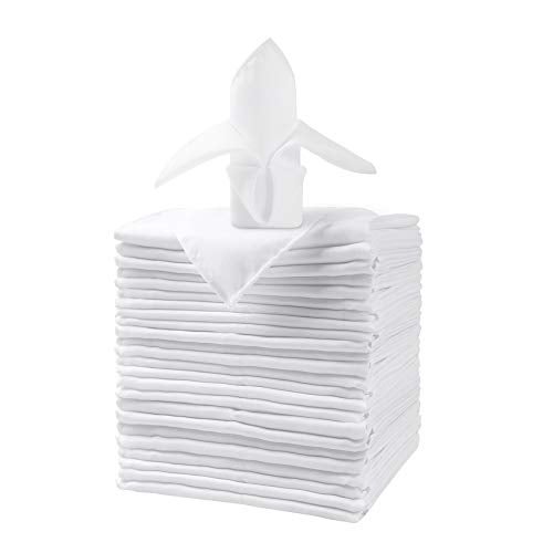 Ascoza 25pcs Polyester Cloth Napkins - 17 x 17 inch White Dinner Washable Napkins with Hemmed Edges for Restaurant/Wedding/Hotel(25,White) - Image 1