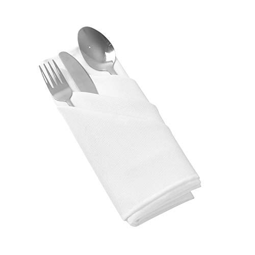 Ascoza 25pcs Polyester Cloth Napkins - 17 x 17 inch White Dinner Washable Napkins with Hemmed Edges for Restaurant/Wedding/Hotel(25,White) - Image 4