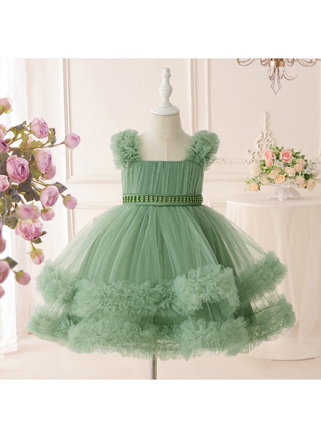 Shein Girls' Cake Tutu Dress Flower Girl Princess Dress Piano Performance Dress Children's Dress
