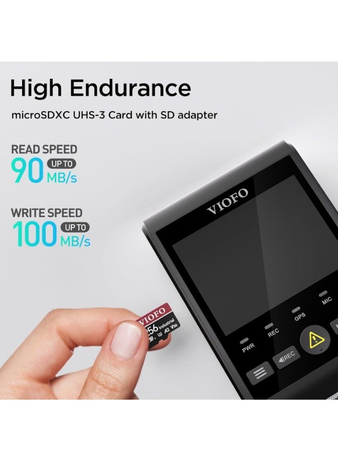 Viofo 256GB Industrial Grade microSD Card U3 A2 V30 – High‑Speed Endurance Memory Card with Adapter for Dash Cam, 4K & Full HD Video Recording - Image 2