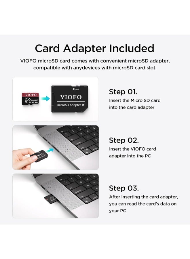 Viofo 256GB Industrial Grade microSD Card U3 A2 V30 – High‑Speed Endurance Memory Card with Adapter for Dash Cam, 4K & Full HD Video Recording - Image 4
