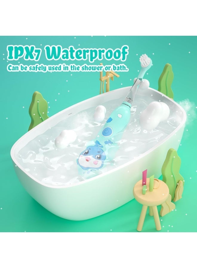 Seago Kids Electric Toothbrushes, Childrens electric toothbrush with Magnetic Charging, LED Observing Light, 8 Toothbrush Heads, Once Full Charger for 60 Days, For Ages 3+ Boys Girls SG-2139(Blue) - Image 2