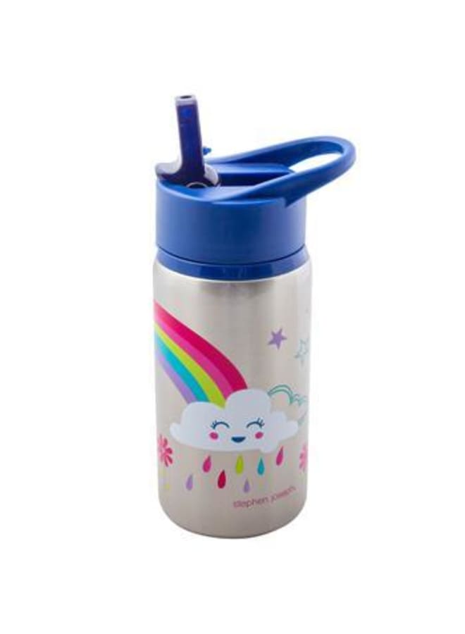 Stephen Joseph Flip Top Stainless Steel Bottle (Clouds & Rainbows) - Image 2