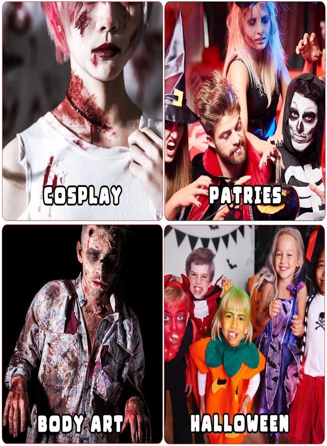 Bowitzki Halloween Makeup Palette 5 Colors Face Body Paint Oil Based with Brush for Zombie Skeleton Clown Witch Football Baseball Sports SFX Costume Cosplay Dress Up (Orange) - Image 4