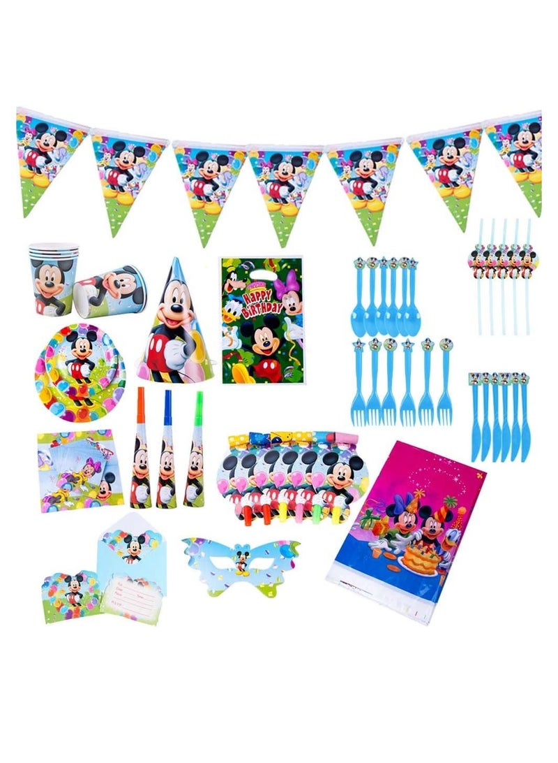 UKR Kids Birthday Party Decoration Set – Tableware Supplies for 6 People, Includes Banner, Plates, Paper Cups, Towels, Tablecloth, and Straws - Image 1