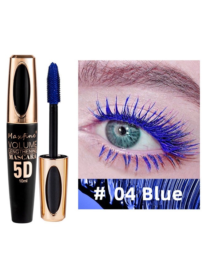 ماكس فاين ماسكارا 5D، ماسكارا ألياف حرير 5D مقاومة للماء، رموش أطول وأكثر كثافة وفخامة، تدوم طويلاً، تمدد دراماتيكي، مقاومة للتلطخ، تركيبة مضادة للحساسية، #04 أزرق - Image 1