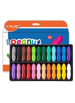YPlus YPLUS Peanut Crayons for Toddlers, 24 Multicolor Wax Crayons, Easy to Hold, Washable, Coloring Art Supplies Toys  - Image 1
