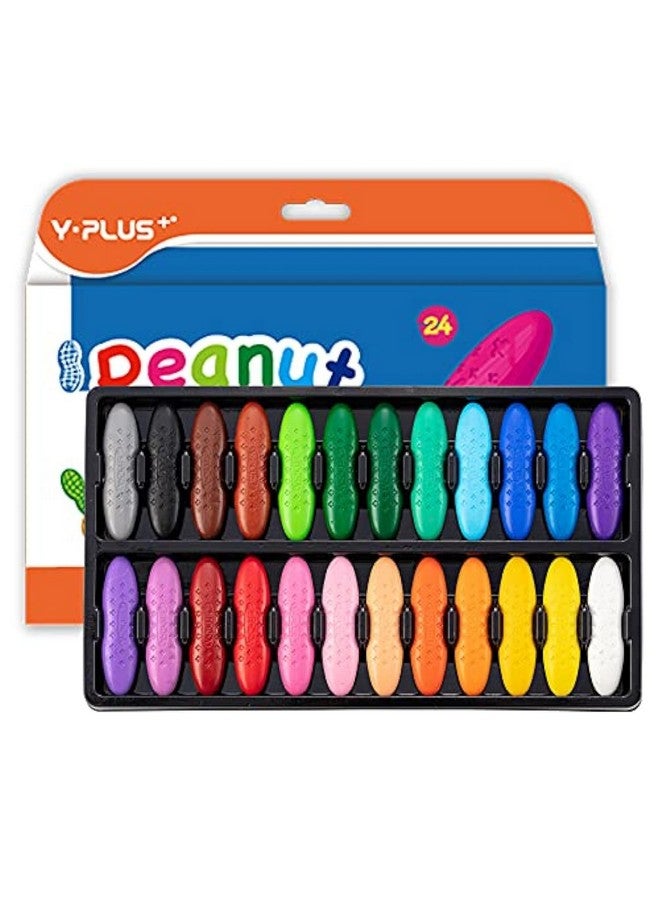 YPLUS Peanut Crayons for Toddlers, 24 Multicolor Wax Crayons, Easy to Hold, Washable, Coloring Art Supplies Toys - Image 1