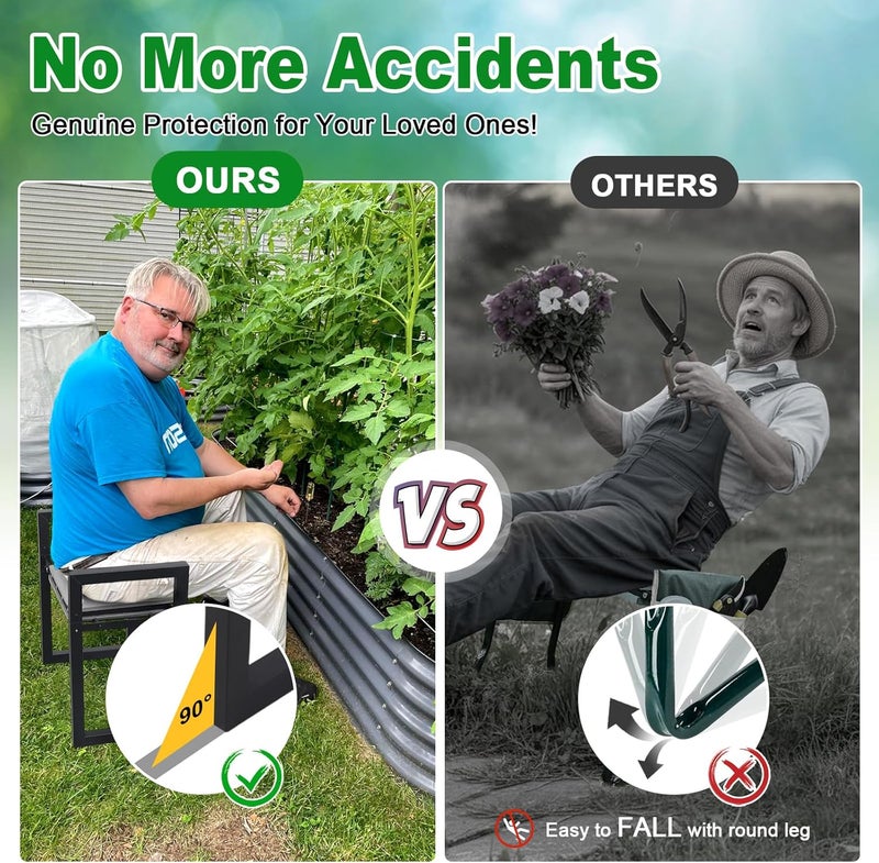LAKEROD Garden Kneeler and Seat Heavy Duty - Anti-Tip Superior Stability Gardening Stool with Ergonomic Handles for Seniors Stand Up, Foldable Bench with 12.7" Wider Kneeling Pads for Weeding Planting Gifts - Image 3