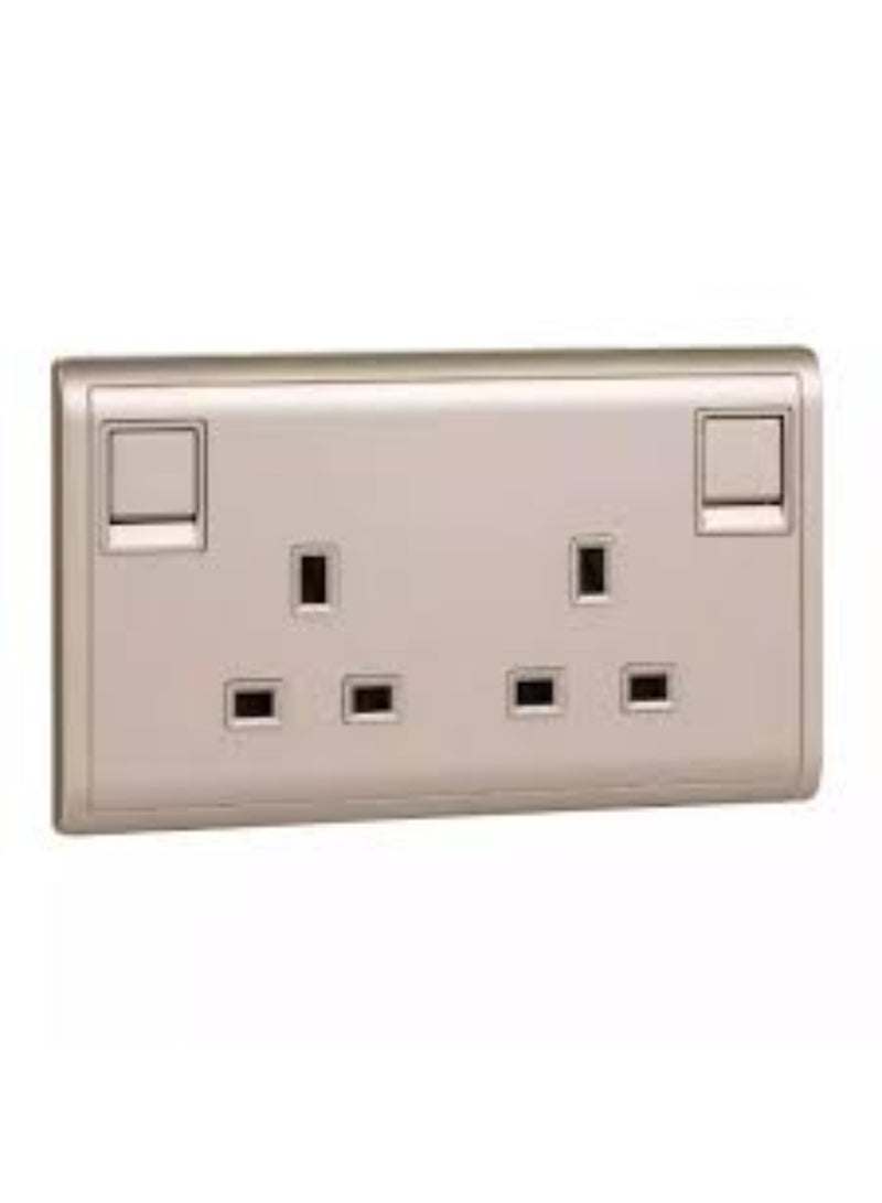 Schneider Electric 13A 250V 2Gang switched socket with Neon, Wine Gold - E82T25N_WG_G1