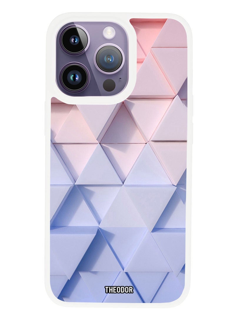 Theodor Protective Case Anti Scratch Shock Proof Cover For APPLE IPHONE 14 PRO Shapes (White Bumper) - Image 1