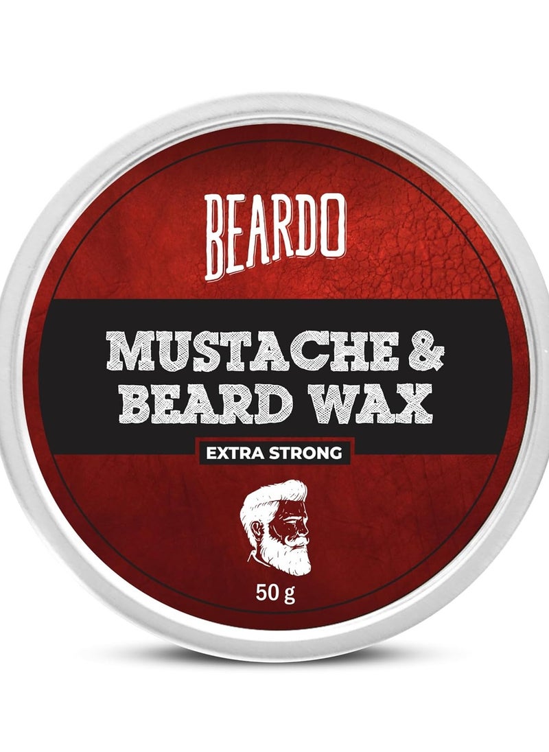 BEARDO - Beardo Beard and Mustache Wax 50 gm Beard Wax for Beard and Mustache Styling Long Lasting Extra Strong Hold Wax for Men Beard Hair Wax for Smooth Shiny and Healthy Beard - Image 1