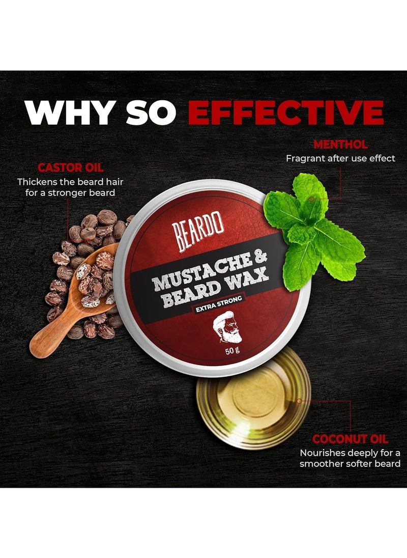 BEARDO - Beardo Beard and Mustache Wax 50 gm Beard Wax for Beard and Mustache Styling Long Lasting Extra Strong Hold Wax for Men Beard Hair Wax for Smooth Shiny and Healthy Beard - Image 1