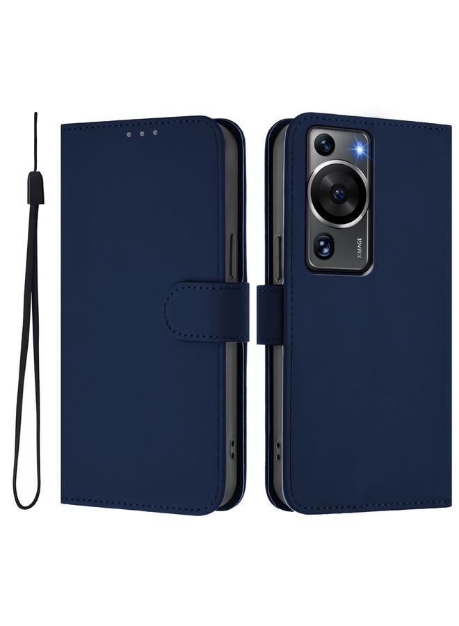 زبون جراب لهاتف Huawei P60 / P60 Pro مصنوع من الجلد بلون سادة مع حبل تعليق - Image 2