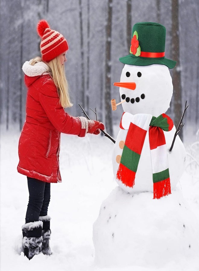 Fighting to Achieve 13PCS Build A Snowman Kit, Winter DIY Snowman Decorating Supplies for Outdoor Christmas Decorations, Green Hat Snowman Making Kit Snow Tools for Xmas Holiday Party Decoration - Image 4