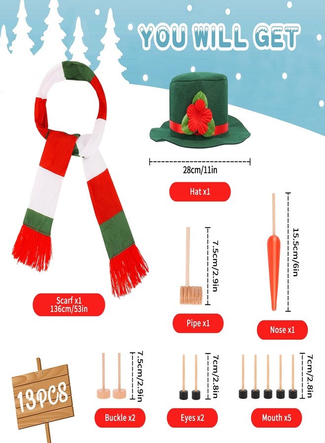 Fighting to Achieve 13PCS Build A Snowman Kit, Winter DIY Snowman Decorating Supplies for Outdoor Christmas Decorations, Green Hat Snowman Making Kit Snow Tools for Xmas Holiday Party Decoration - Image 2