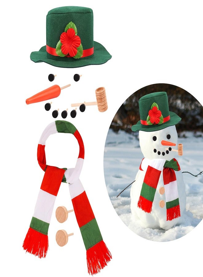 Fighting to Achieve 13PCS Build A Snowman Kit, Winter DIY Snowman Decorating Supplies for Outdoor Christmas Decorations, Green Hat Snowman Making Kit Snow Tools for Xmas Holiday Party Decoration - Image 1