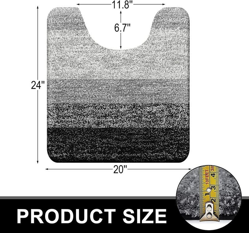 OLANLY Toilet Rugs U-Shaped 24x20, Extra Soft and Absorbent Microfiber Bathroom Rugs, Non-Slip Plush Shaggy Toilet Bath Mat, Machine Wash Dry, Contour Bath Rugs for Toilet Base, Black - Image 2
