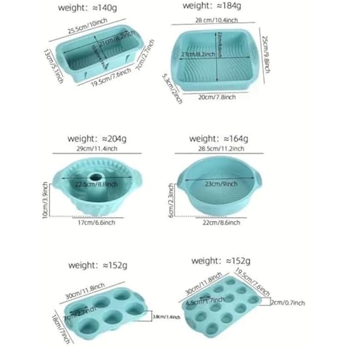 6 In 1 Silicone Baking Pan Tin Plate Oven Mold Kits Heat Resistant Baking Pan Supplies Mold Toolkit For Cake Pancakes Cream Cupcakes Breads Muffins And Oven Utensils - Image 3