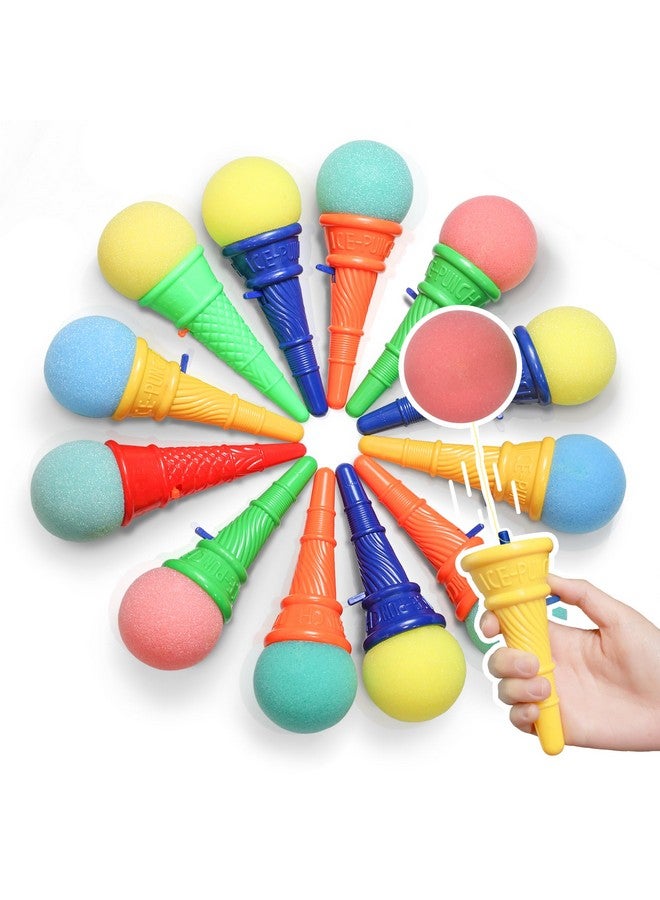 نوفيلتي بليس لعبة إطلاق الآيس كريم من نوفيلتي بليس (عبوة من 12 قطعة) - لعبة الضغط والبوب - قاذف كرات رغوية مخروطية متعددة الألوان من الآيس كريم مقاس 7 بوصات - هدايا رائعة للحفلات وجائزة كرنفال للأطفال - Image 1