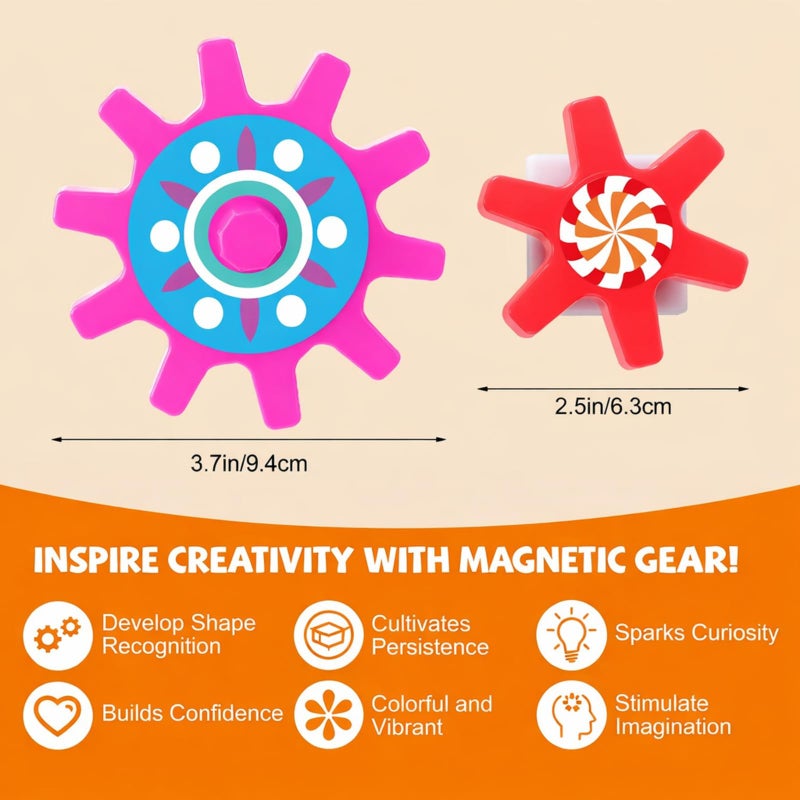 Relaxweex 36 Pcs Magnetic Gears Interchangeable Learn Magnetic Spinning Gears for Magnetism Refrigerator or Whiteboard (Colorful Style) - Image 2