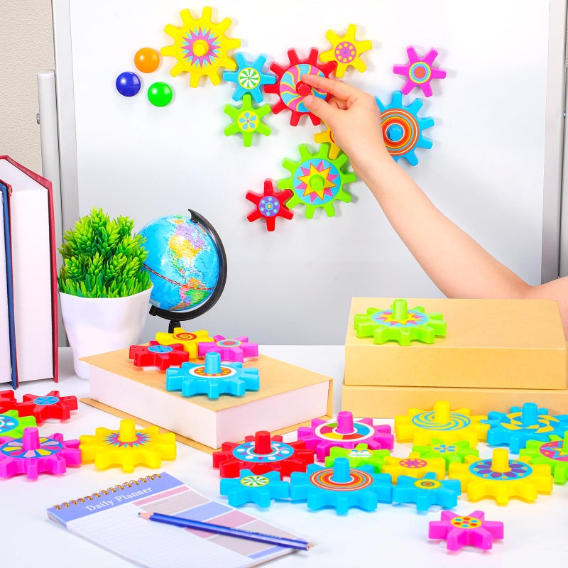 Relaxweex 36 Pcs Magnetic Gears Interchangeable Learn Magnetic Spinning Gears for Magnetism Refrigerator or Whiteboard (Colorful Style) - Image 3