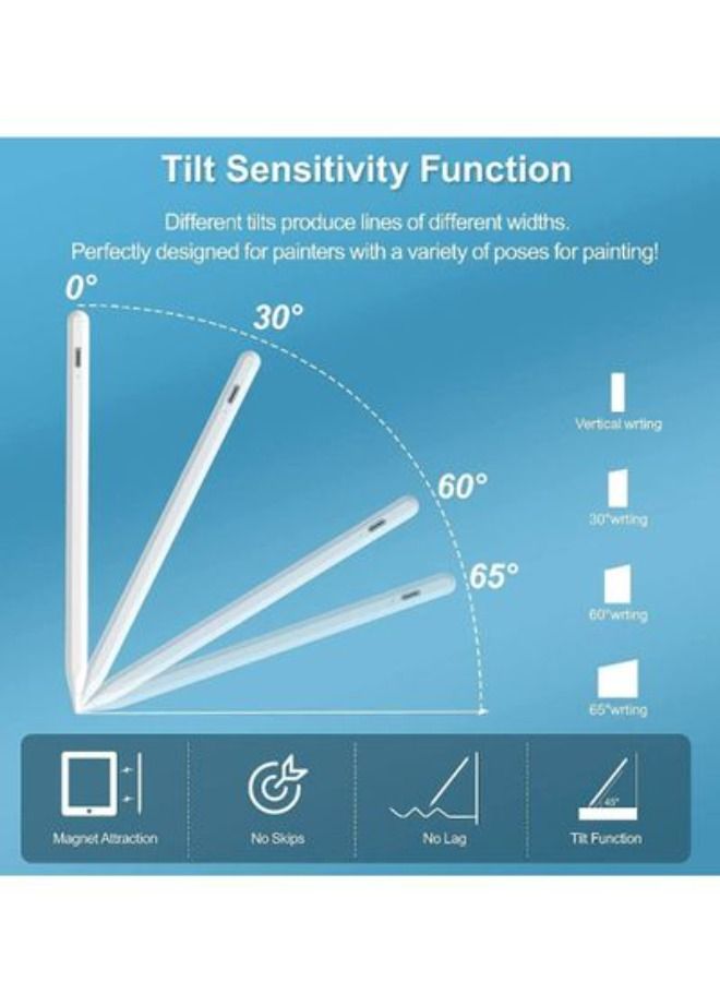 قلم ستايلس لباد مع إمالة حساسة وتصميم المغناطيسي ، قلم رصاص رقمي متوافق مع أبل آي باد - Image 2