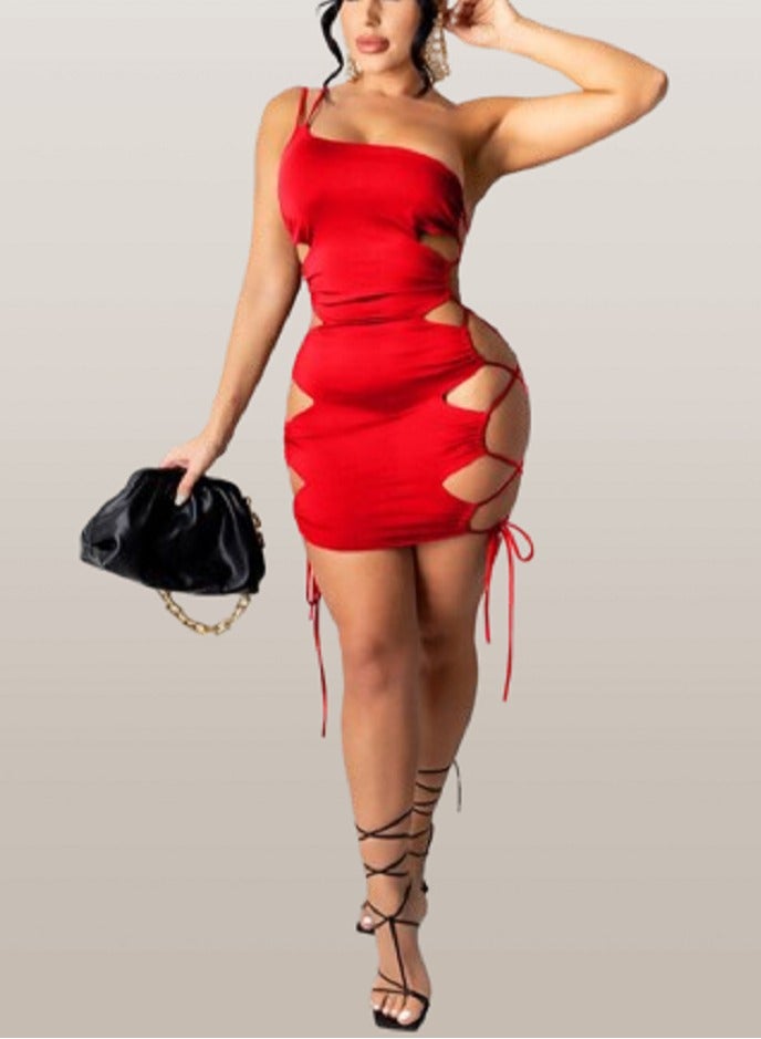 MANIKAN MANIKAN women elegant and modern nightgown with one shoulder and side slits with ties