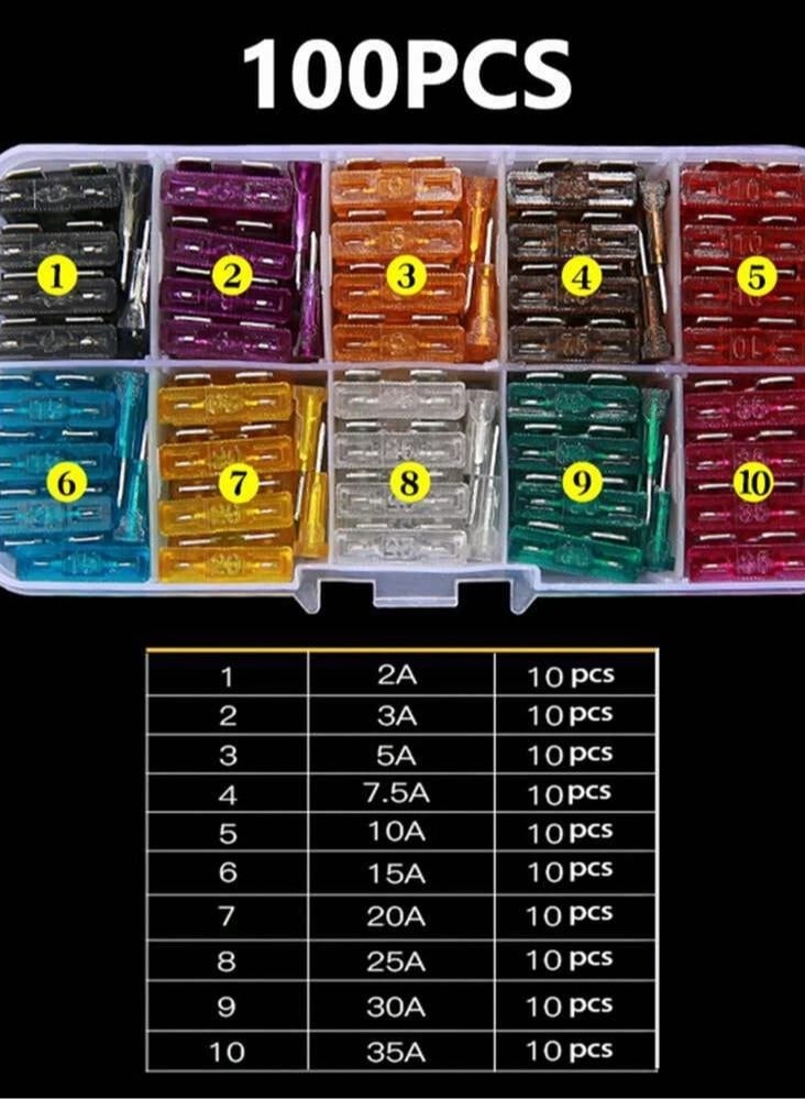 Generic 100-Piece Assortment Car Standard Mini Blade Fuses Set With Box  - Image 4