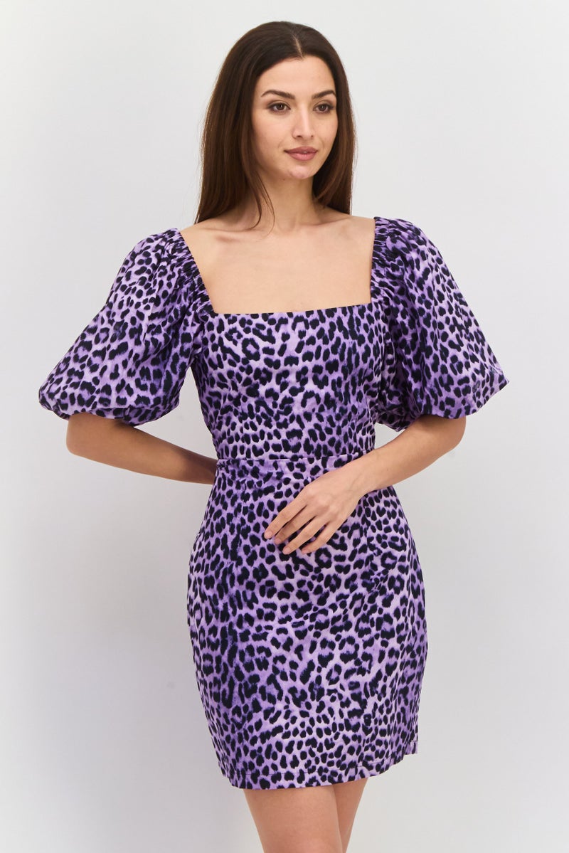 Envii Women Allover Print Mini Dress, Purple Combo - Image 1