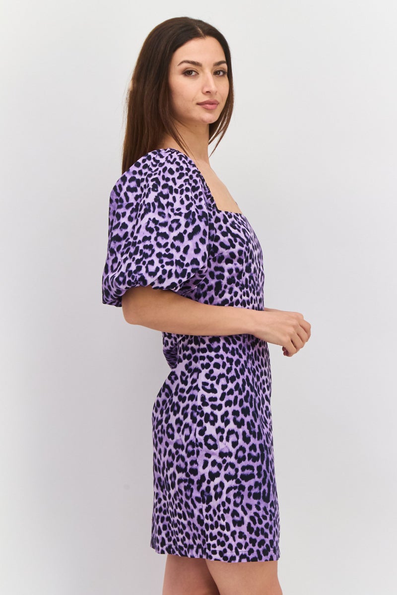 Envii Women Allover Print Mini Dress, Purple Combo - Image 2