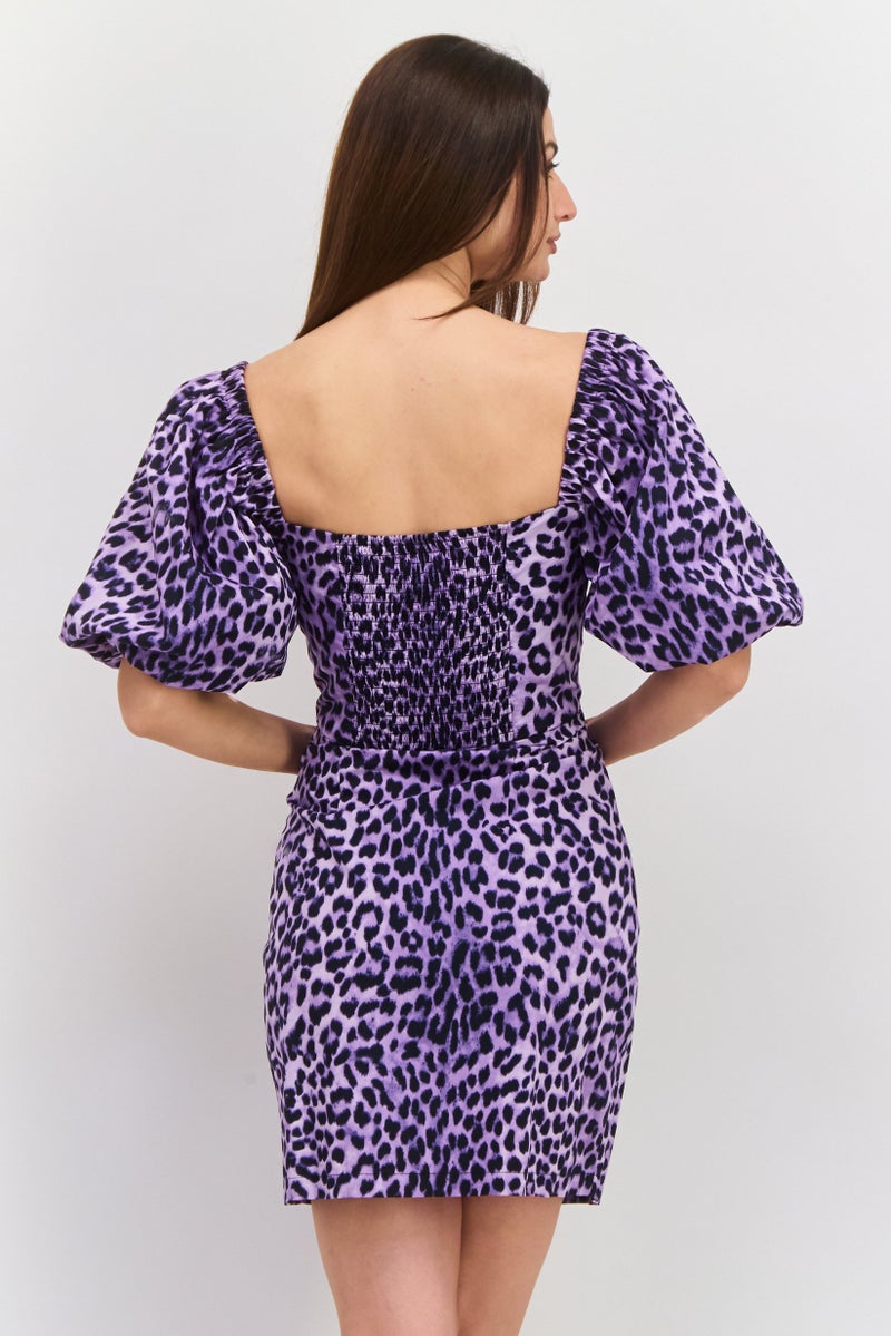 Envii Women Allover Print Mini Dress, Purple Combo - Image 3
