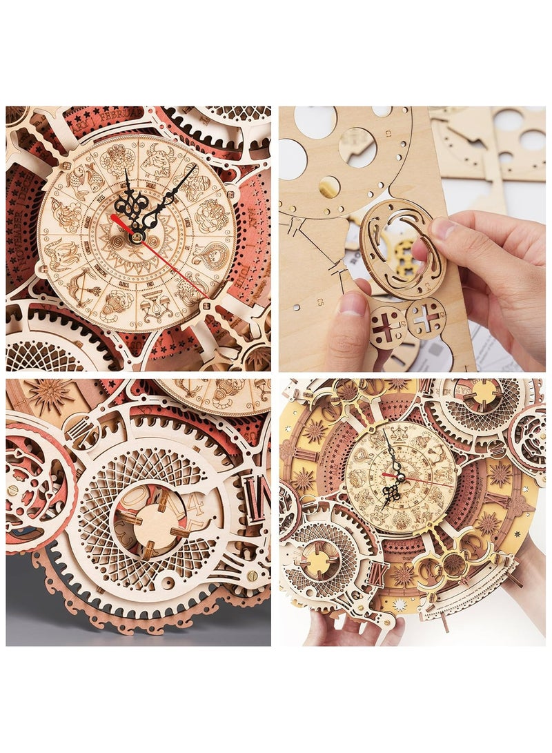Robotime ROKR Zodiac Wall Clock Mechanical Time Art Engine LC601 Premium 3D Puzzle Building Kits for Adults & Teens - Decorative Home Décor, Ramadan & Holiday Gift (Eid and Birthday) for Puzzle Enthusiasts, Stress Relief STEM Project - Image 5