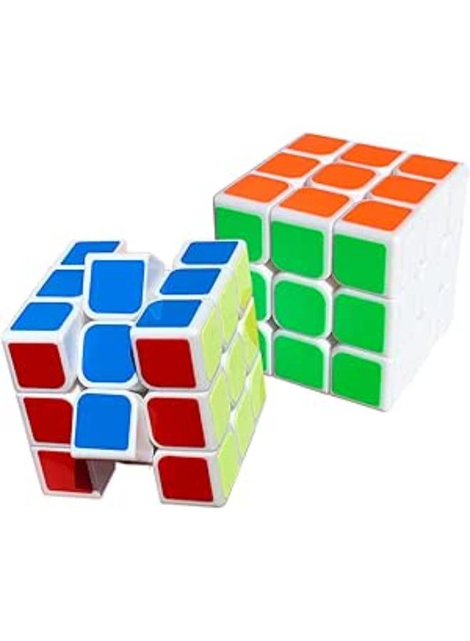 Julysgift Classic Speed Cube Magic Cube Puzzle 3x3 Educational Game Brain Teaser (2 Pack White)