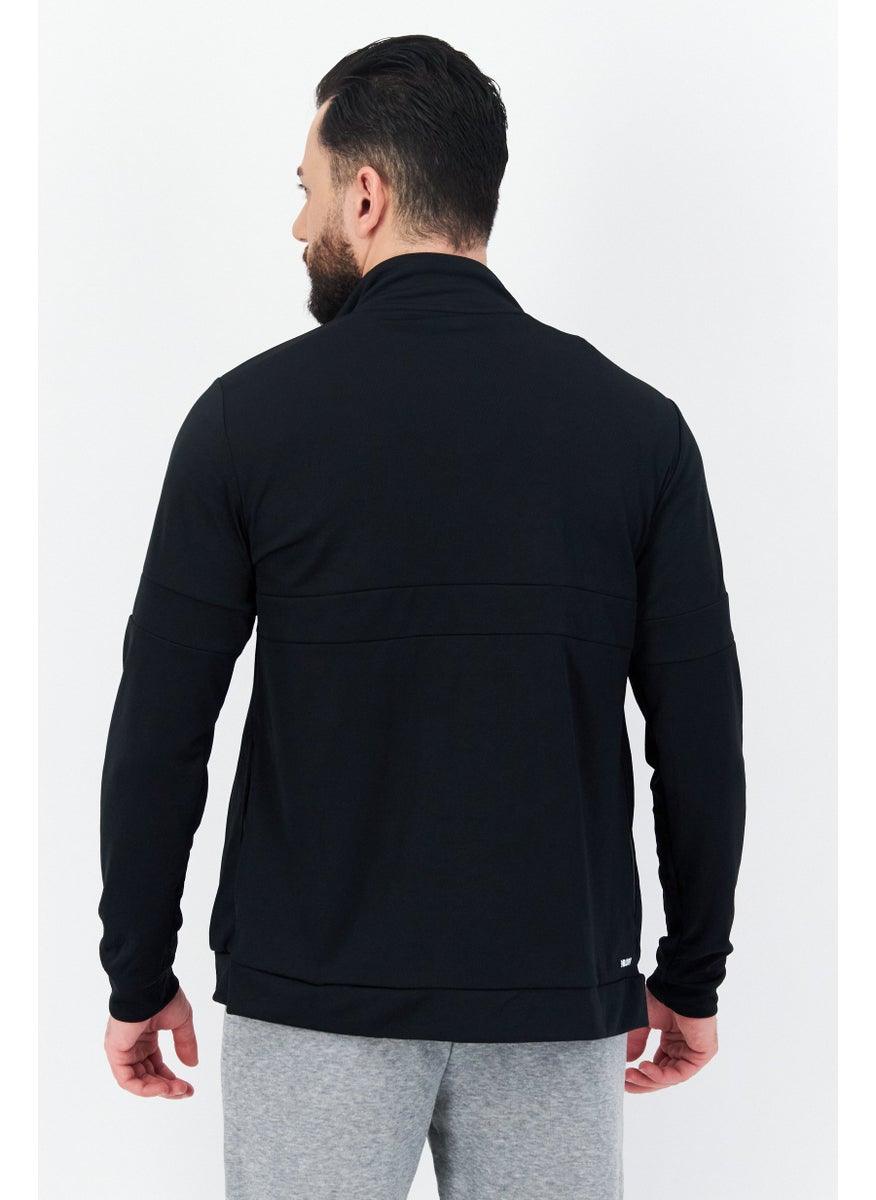 Men Sportswear Fit High Neck Long Sleeves Running Sweatshirt, Black