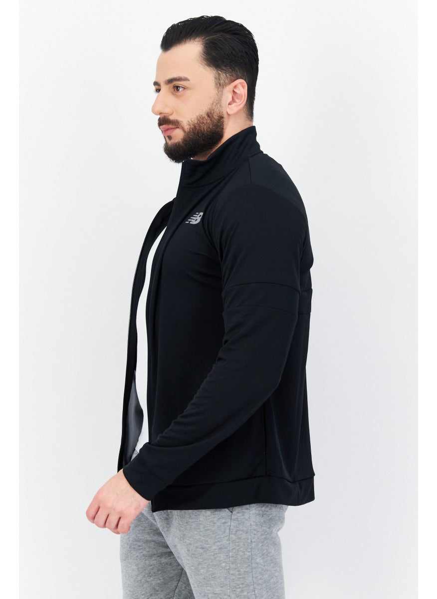 Men Sportswear Fit High Neck Long Sleeves Running Sweatshirt, Black