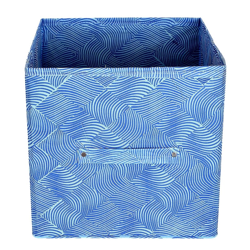 Kuber Industries Lehariya Printed NonWoven Foldable Storage BinCubeOrganizer For Toys Clothes And Books With Handles Blue HS43KUBMART26240 - Image 2
