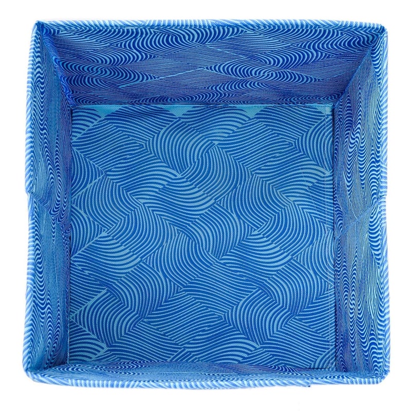 Kuber Industries Lehariya Printed NonWoven Foldable Storage BinCubeOrganizer For Toys Clothes And Books With Handles Blue HS43KUBMART26240 - Image 3