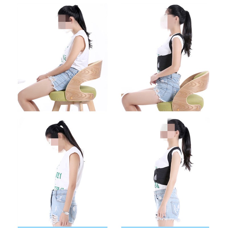 2pcs Adjustable Flexible Posture back Belt Vest Shoulder Hunchback Relief Humpback Band Size (Black) - Image 3