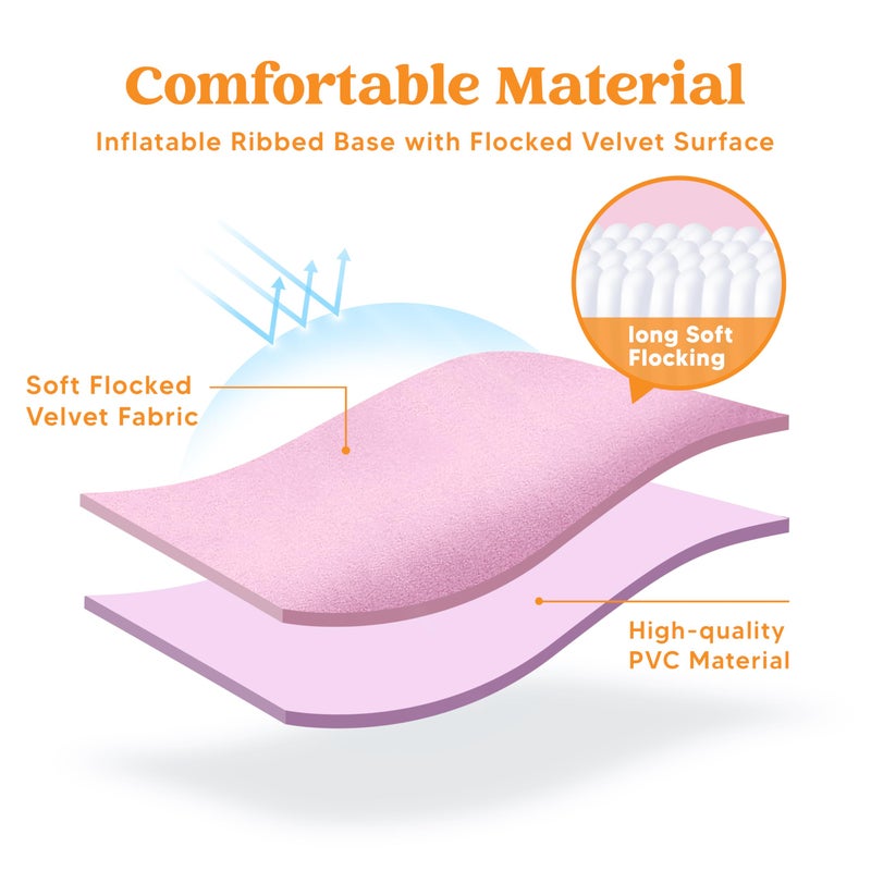 SLOOSH Inflatable Tanning Pool Lounger Float,72" x 65" Pool Floats Adult with Pillow,Luxury Fabric Large Suntan Tub Raft Floatie,Sunbathing Bed Lounge for Water Blow Up Kids Ball Pit Party Gifts,Pink - Image 5