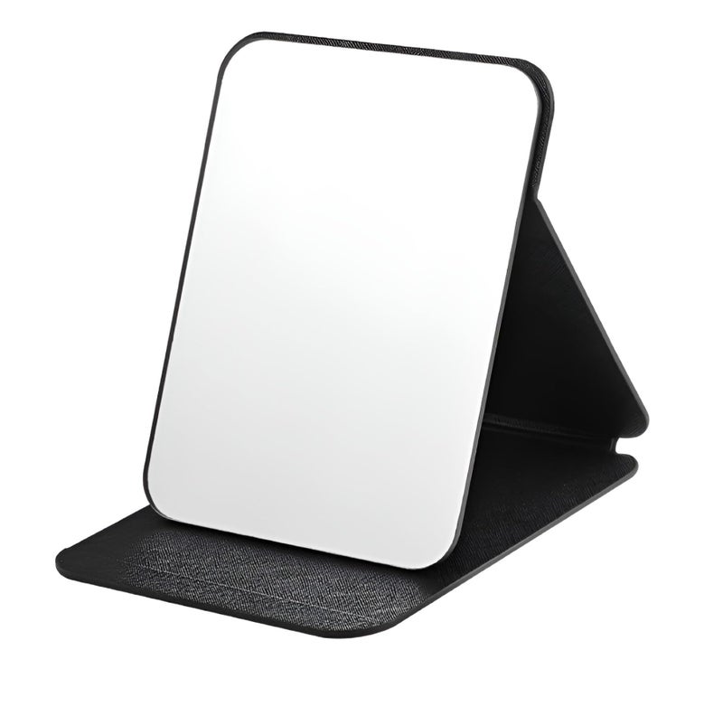 ONICORN® Table Desk Vanity Makeup Mirror, Portable Folding Mirror with Stand Adjustable Rotation Tavel Make Up Mirror, Bathroom for Shower Shaving (Round Edge Black 1 PCS) - Image 1