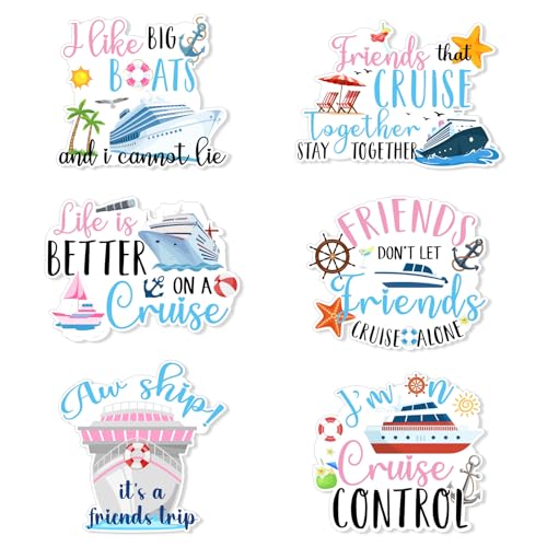 TREACLUB 6Pcs Cruise Door Decorations Magnetic Friends Trip Cruise Door Magnets Reusable Funny Carnival Ship Magnets Sea Navigation Sticker for Ship Cabin Fridge Party Decor - Image 1