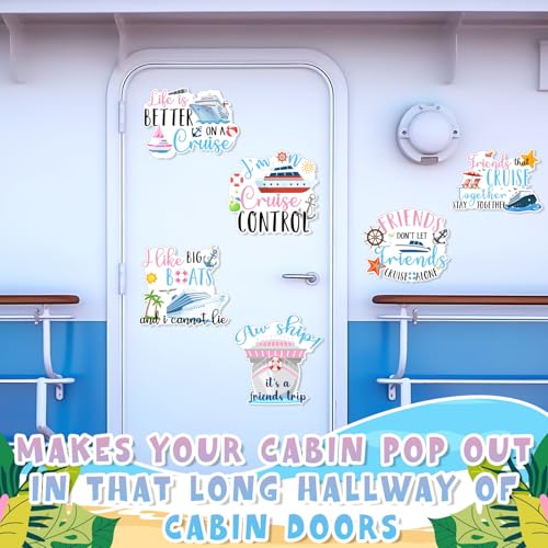 TREACLUB 6Pcs Cruise Door Decorations Magnetic Friends Trip Cruise Door Magnets Reusable Funny Carnival Ship Magnets Sea Navigation Sticker for Ship Cabin Fridge Party Decor - Image 5