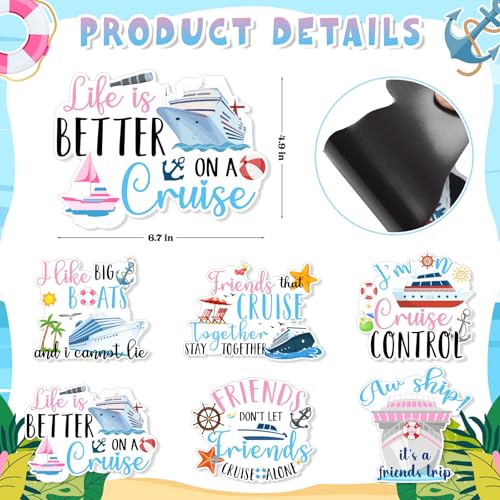 TREACLUB 6Pcs Cruise Door Decorations Magnetic Friends Trip Cruise Door Magnets Reusable Funny Carnival Ship Magnets Sea Navigation Sticker for Ship Cabin Fridge Party Decor - Image 2