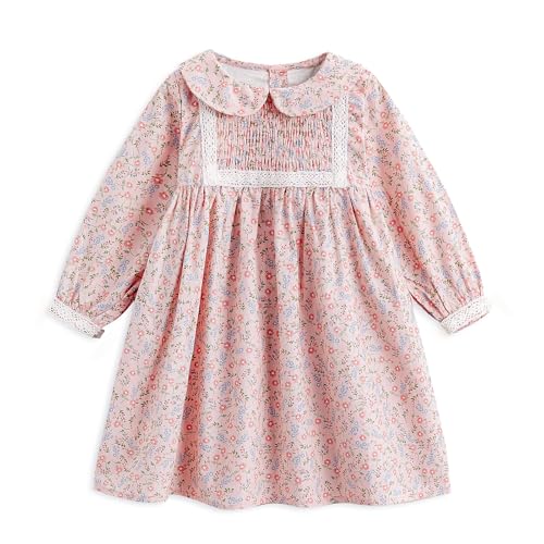 Simplee kids Baby Infant Girls Floral Casual Dress for Spring Fall Long Sleeve Toddler Playwear Dress Pink 18 Months - Image 1