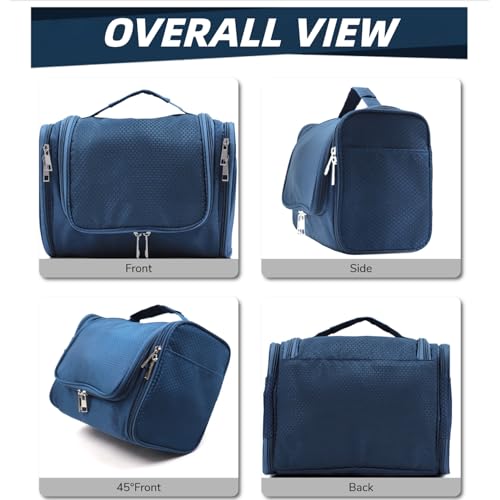 Buruis Hanging Toiletry Bag for Women and Men, Large Water-Resistant Makeup Organizer with Sturdy Hook, Lightweight Nylon Dopp Kit for Full-Sized Toiletries & Cosmetics, Blue - Image 5