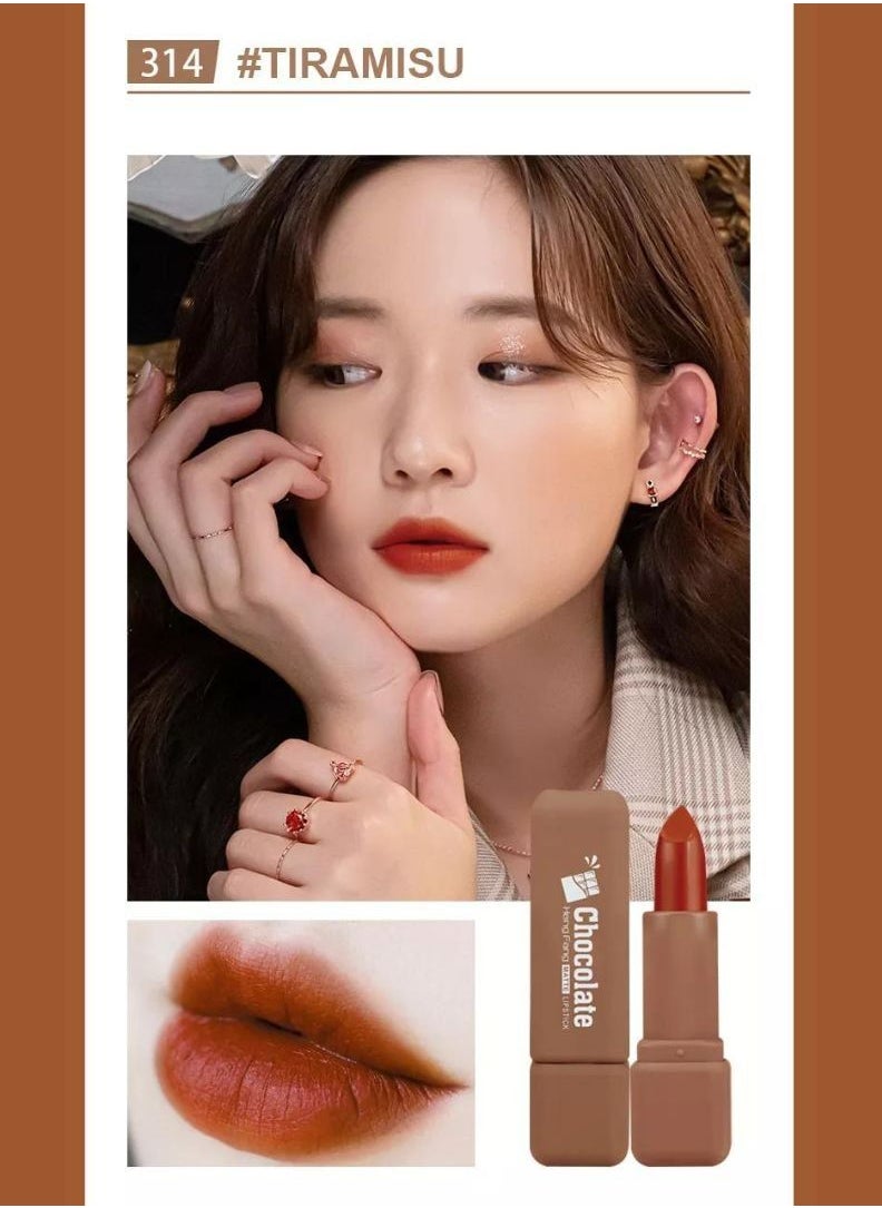 Heng Fang - Lipstick Longlasting Waterproof Chocolate Soft Matte Lipstick For Women - Image 1